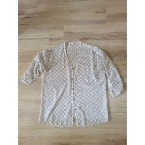 Women's White Sheer Blouse With Black Size Small